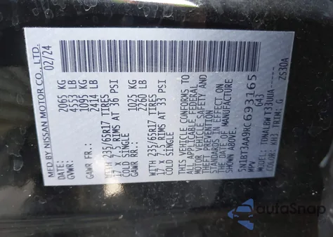 2024 Nissan Rogue S z USA, uszkodzony, nr VIN 5N1BT3AA9RC693165